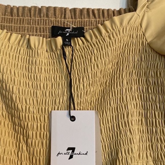 7 For All Mankind Faux Leather Puff Sleeve Fit & Flare Dress - Picture 7 of 8